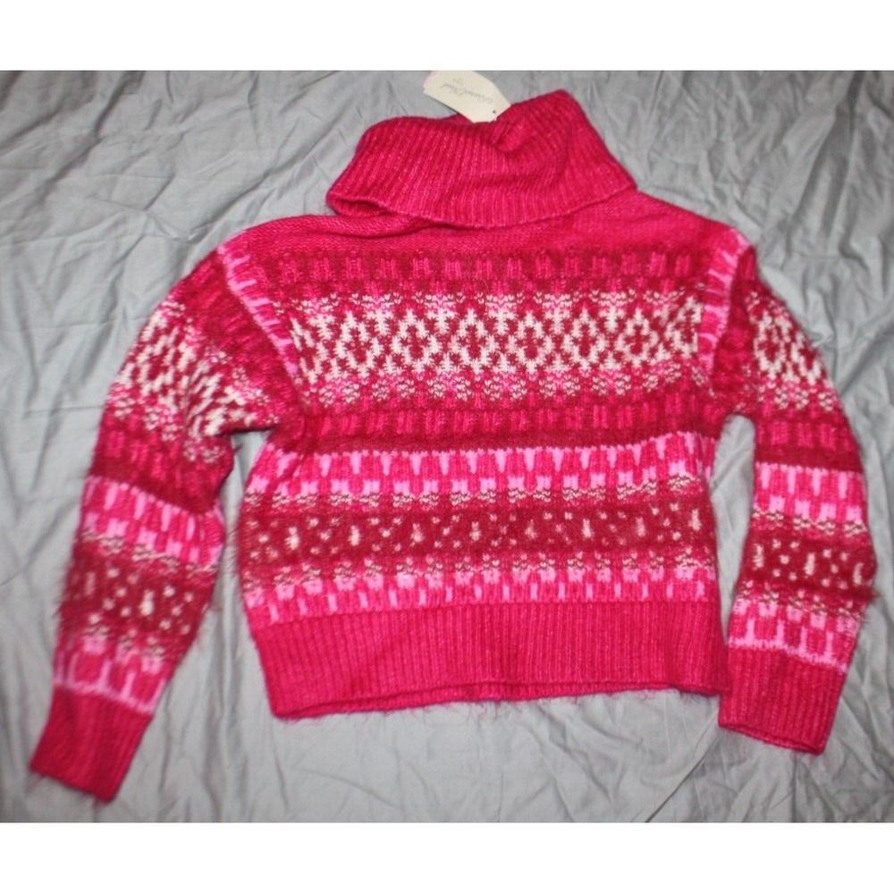Women's Turtleneck Pullover Sweater - Universal Thread Pink Jacquard size S